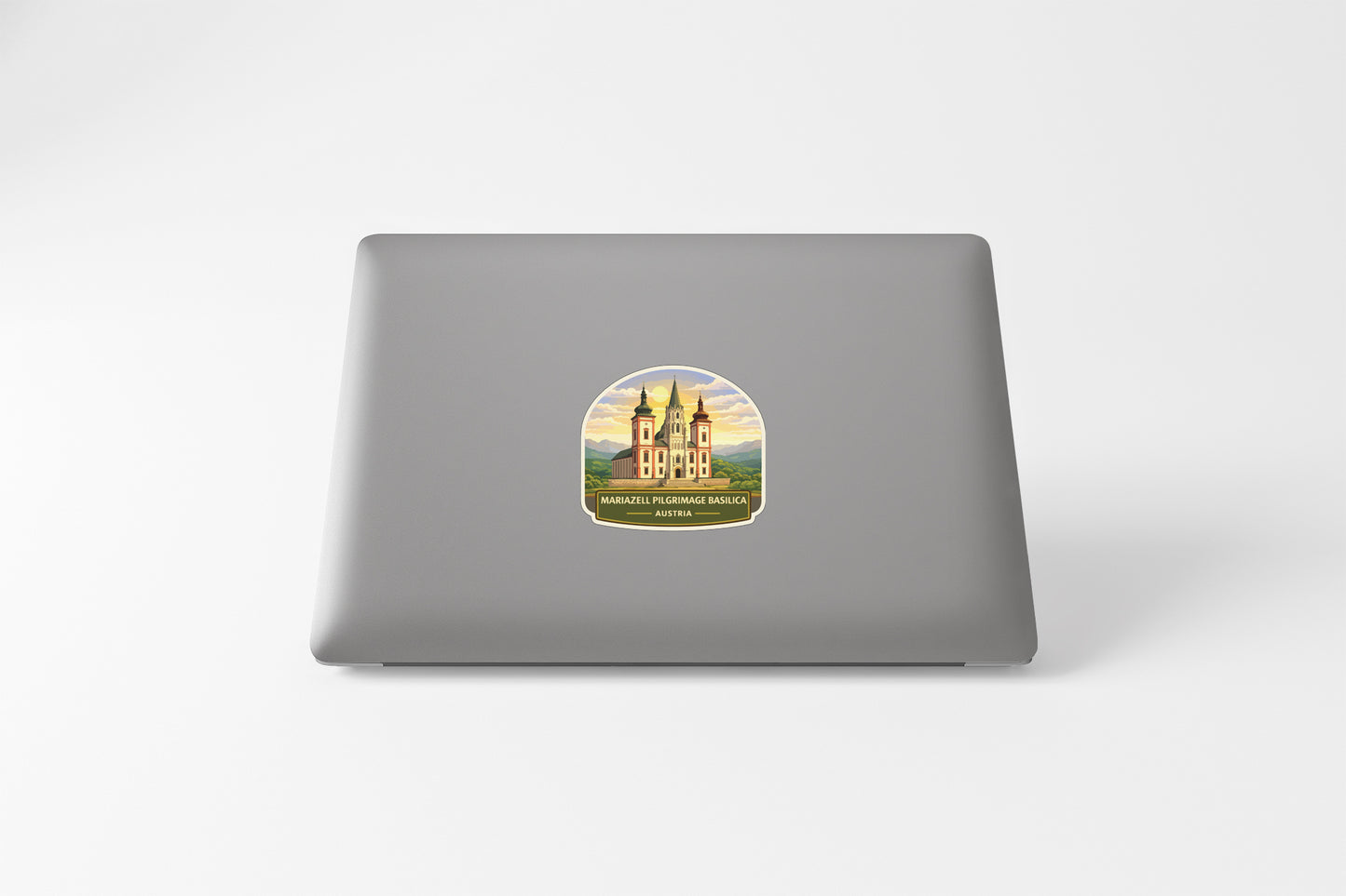 a sticker on the back of a laptop.