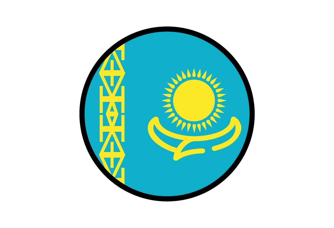 Kazakhstan Flag Circle Sticker Decal