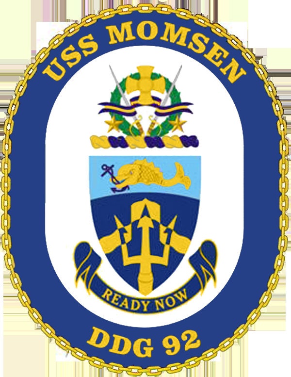 USS Momsen DDG-92 Badge Iron On Heat Transfer Vinyl HTV Arleigh Burke Class Destroyer