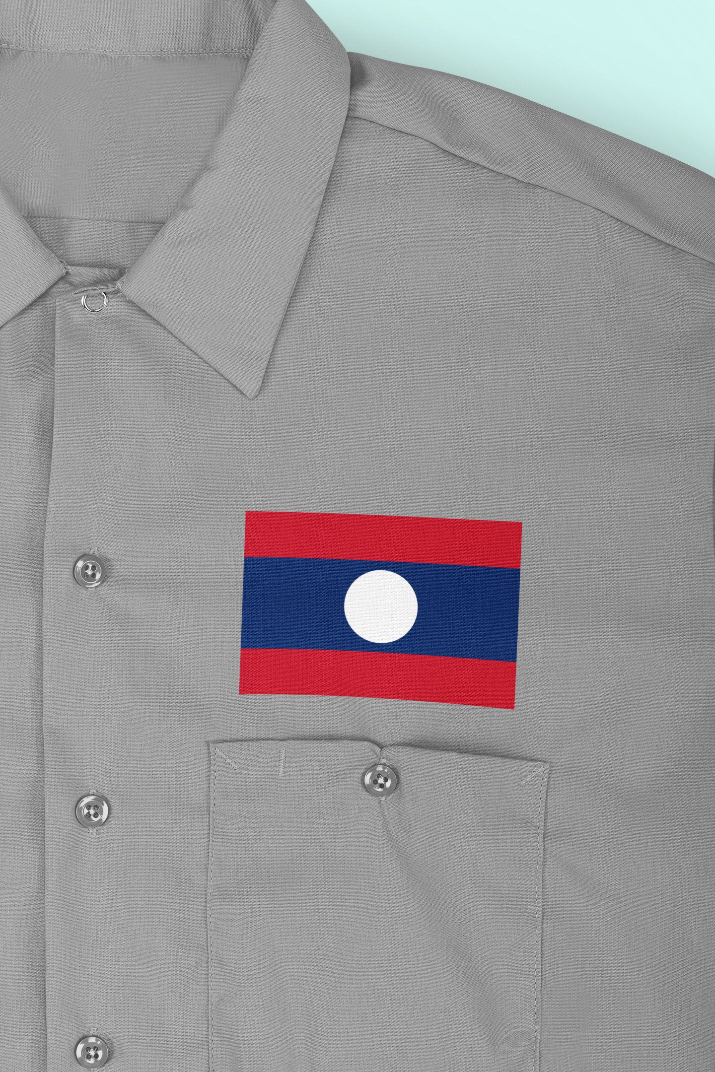 Laos Flag Iron On Heat Transfer Vinyl HTV / Lao People's Democratic Republic /  Vientiane / Lao Laotian /