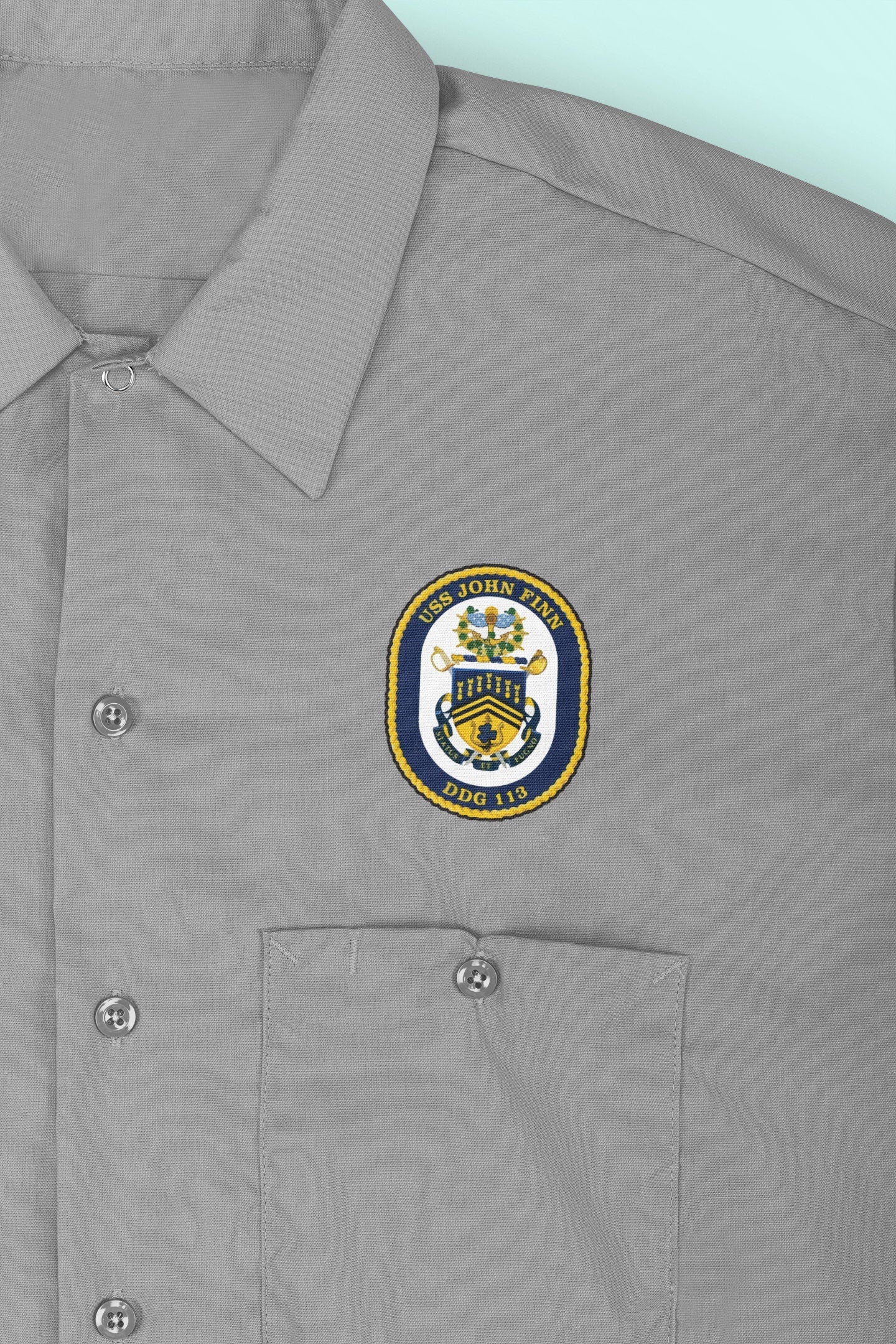 USS John Finn DDG-113 Badge Iron On Heat Transfer Vinyl HTV Arleigh Burke Class Destroyer