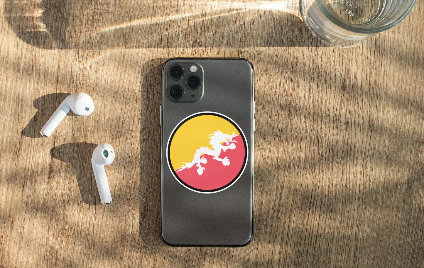 Bhutan Flag Circle Sticker Decal