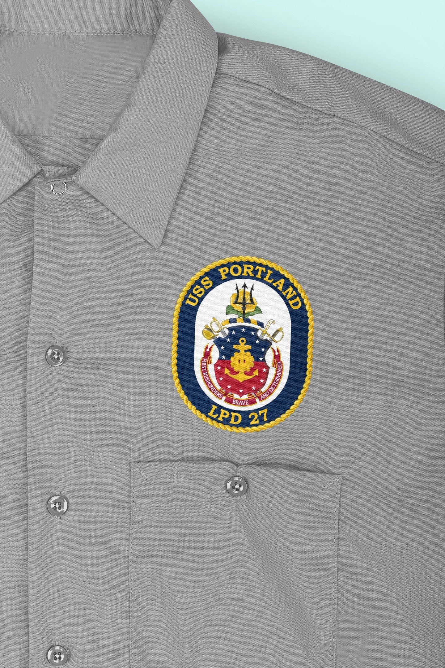 USS Portland LPD-27 Badge Iron On Heat Transfer Vinyl HTV San Antonio Class Amphibious transport dock