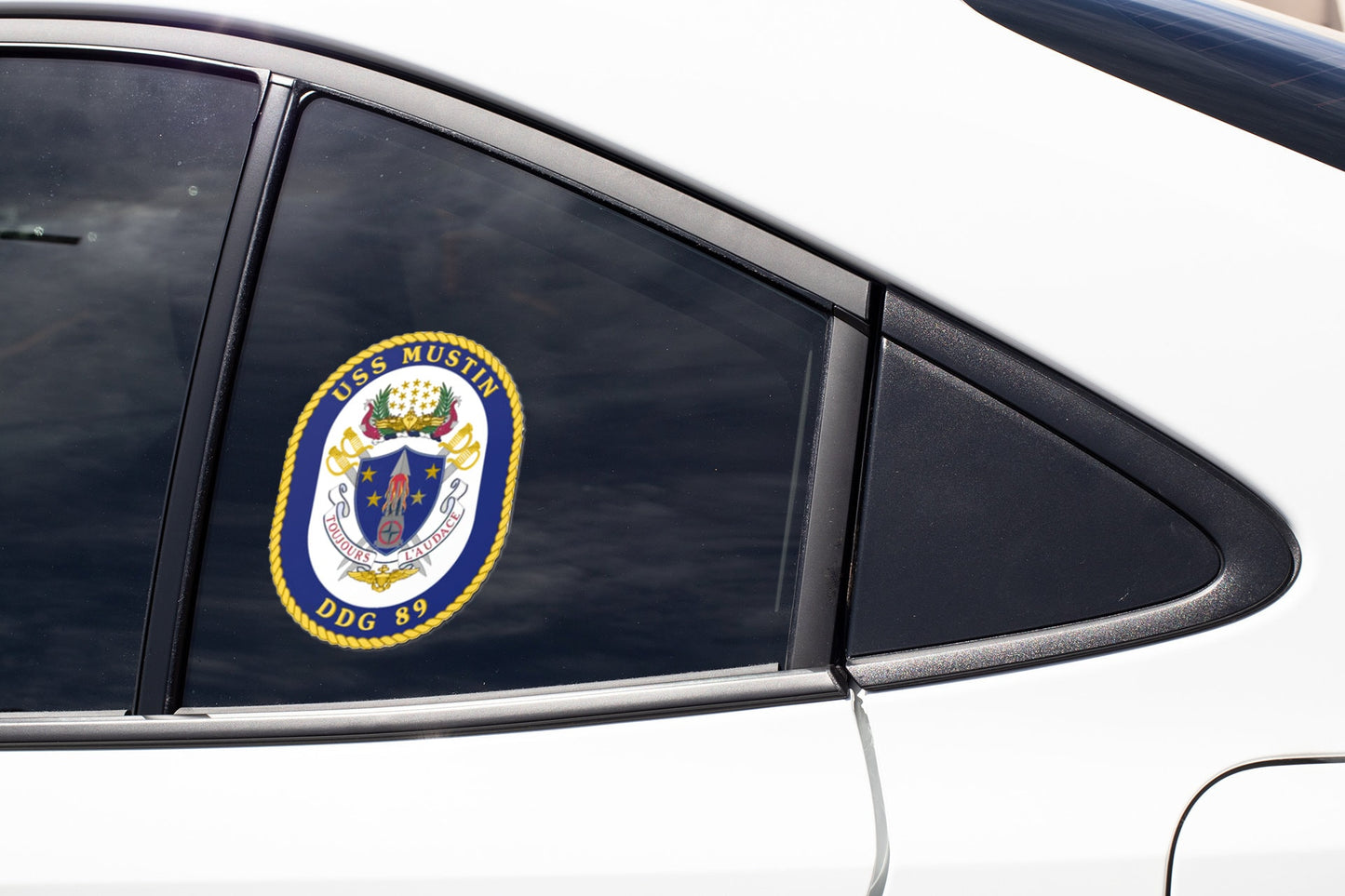USS Mustin DDG-89 Badge Sticker Decal Arleigh Burke Class Destroyer Car Sticker Bumper Sticker for Car Emblem