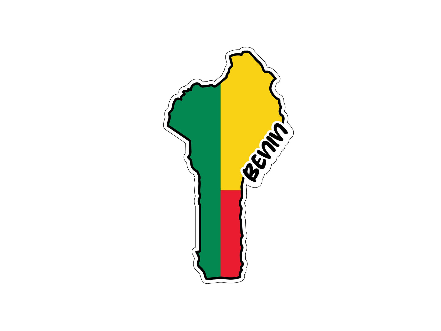 Benin Map Flag Sticker Decal