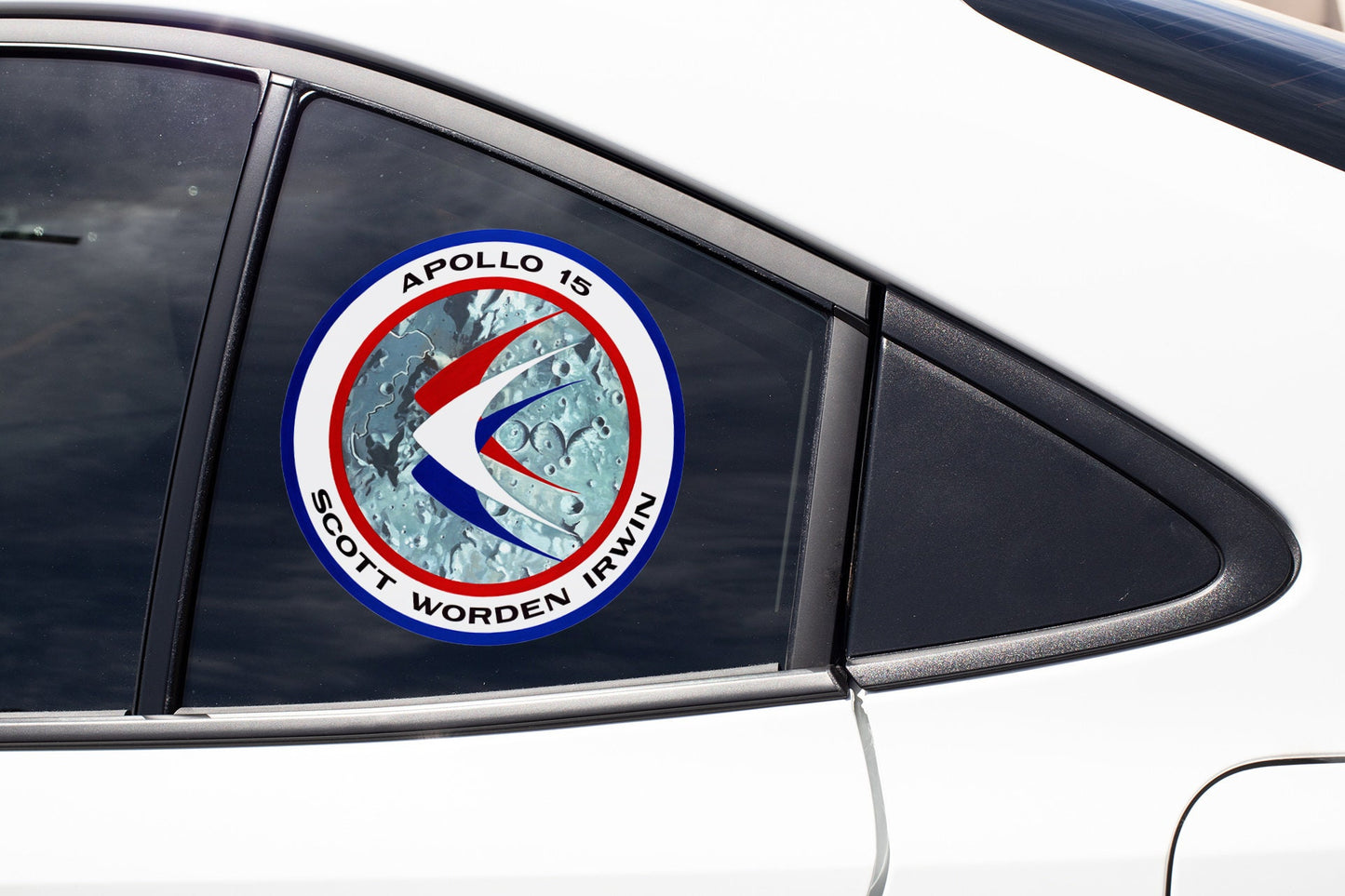 a sticker on the side of a white car