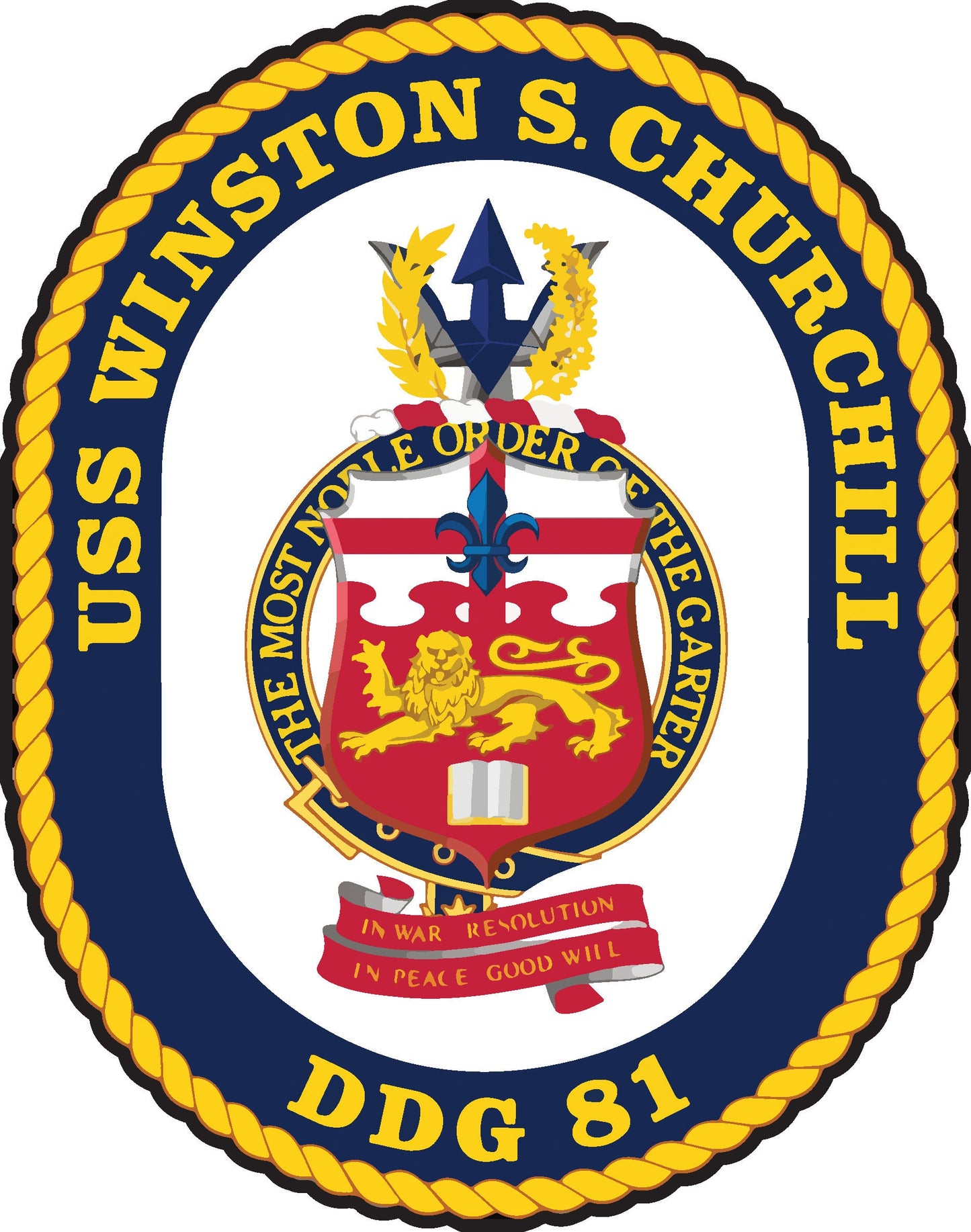 USS Winston S. Churchill DDG-81 Badge Iron On Heat Transfer Vinyl HTV Arleigh Burke Class Destroyer