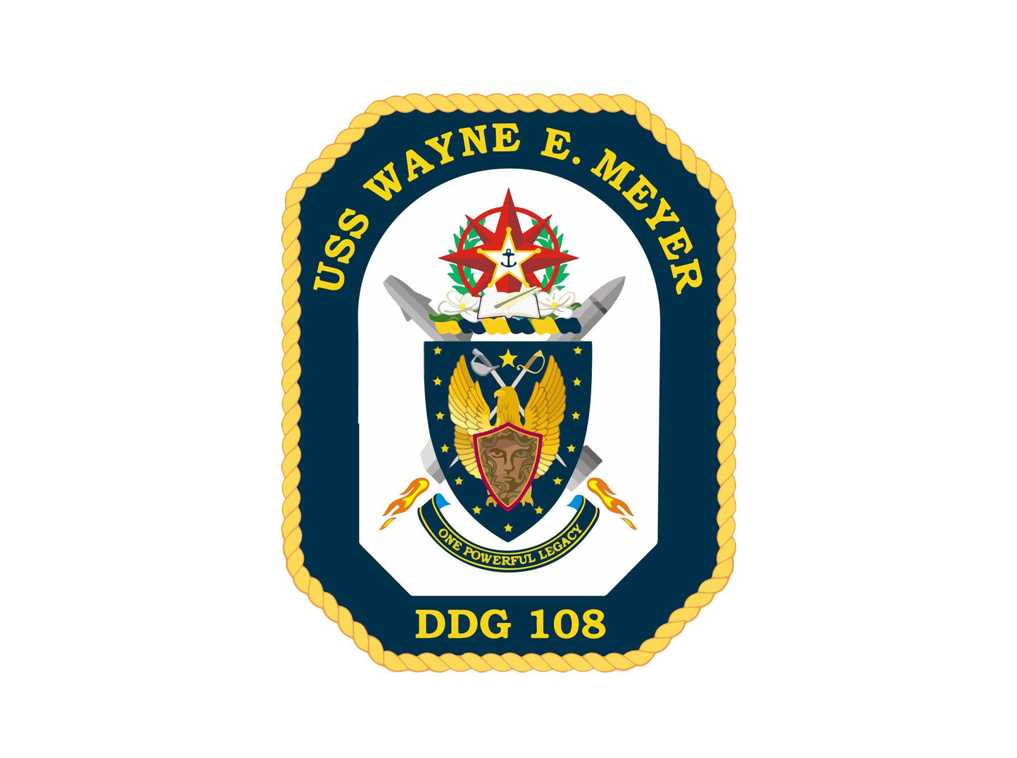 USS Wayne E. Meyer DDG-108 Badge Sticker Decal Arleigh Burke Class Destroyer Car Sticker Bumper Sticker for Car Emblem