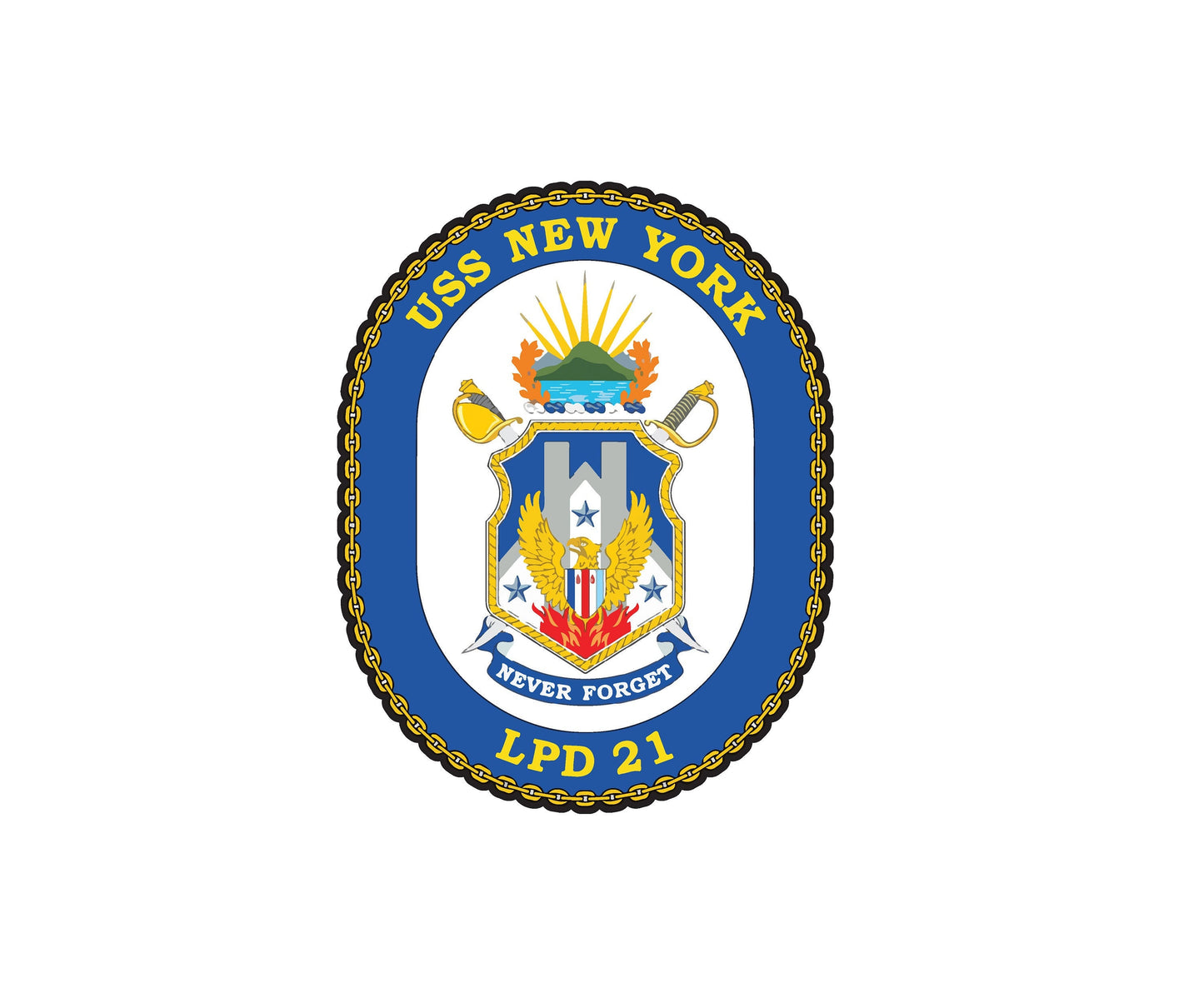 USS New York LPD-21 Badge Sticker Decal San Antonio Class Amphibious Transport Dock Car Sticker Bumper Sticker for Car Emblem