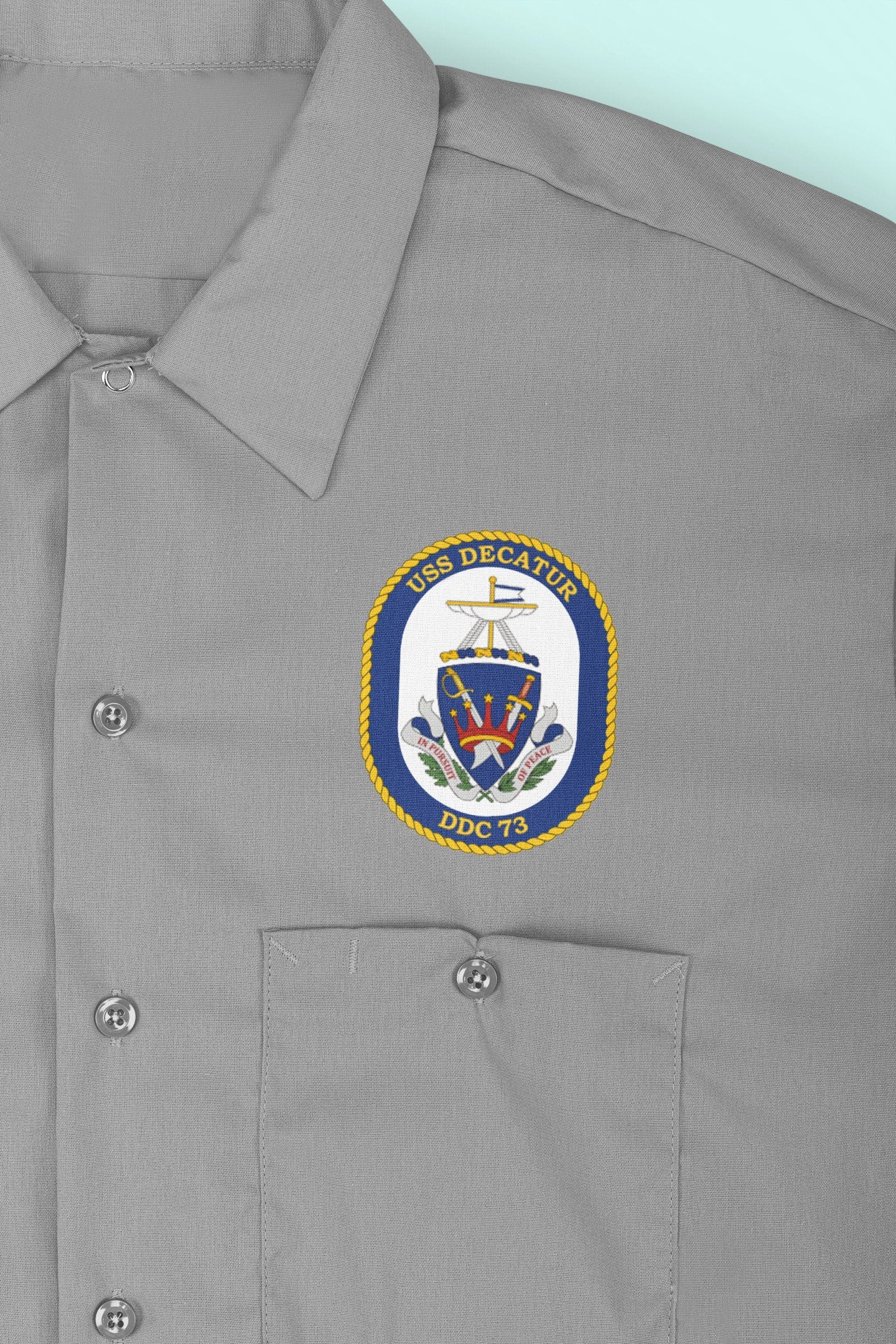 USS Decatur DDG-73 Badge Iron On Heat Transfer Vinyl HTV Arleigh Burke Class Destroyer