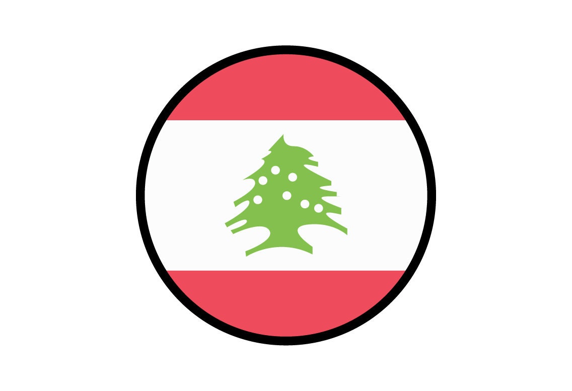 Lebanon Flag Circle Sticker Decal