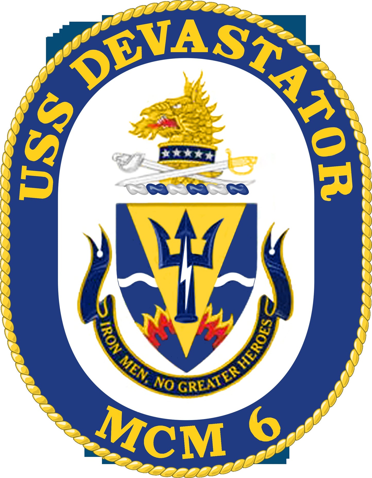 USS Devastator MCM-6 Badge Iron On Heat Transfer Vinyl HTV Avenger Class Mine countermeasures ship
