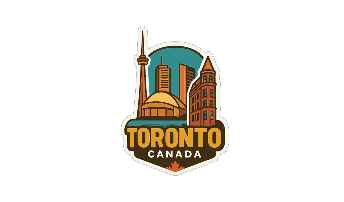 A stylized logo featuring the iconic CN Tower and other landmarks of Toronto, Canada.