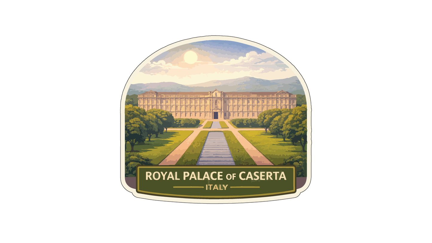 a large, ornate palace surrounded by a well-manicured garden with a winding path leading up to the entrance.