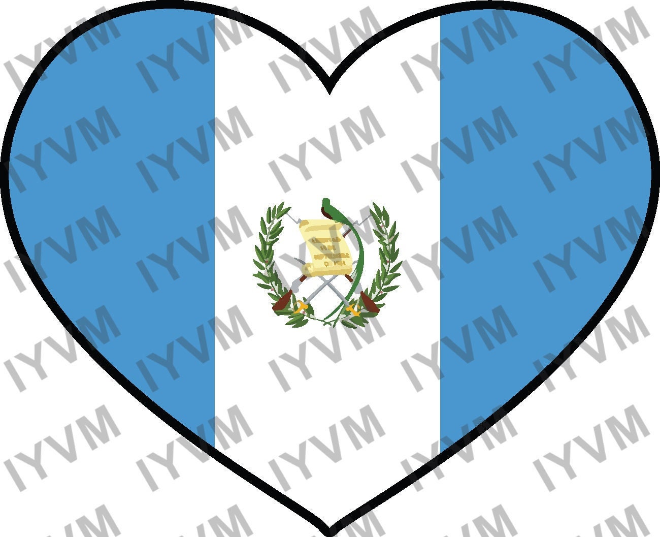 Guatemala Flag Heart Sticker Decal / Republic of Guatemala / República de Guatemala / Libre Crezca Fecundo / Guatemala City / Guatemalan /