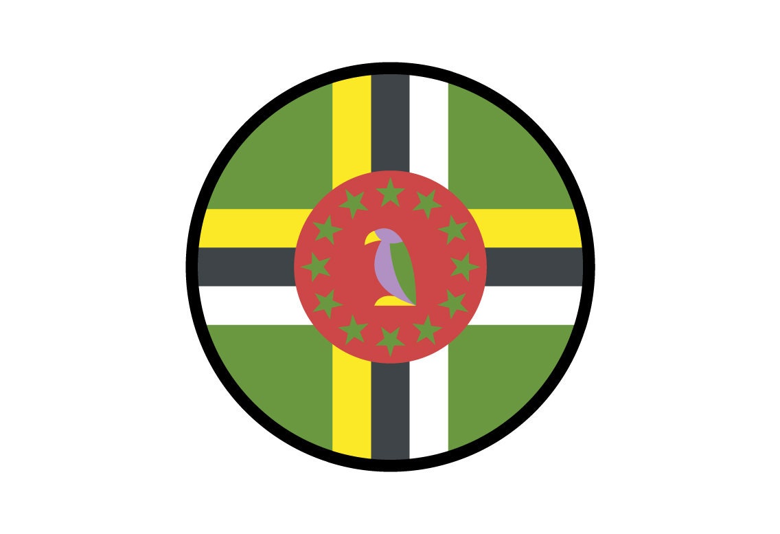 Dominica Flag Circle Sticker Decal