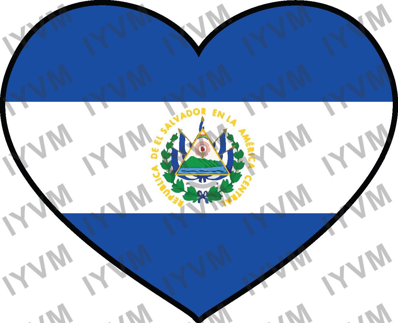 El Salvador Flag Heart Sticker Decal / Republic of El Salvador / Dios, Unión, Libertad / San Salvador / Salvadoran Salvadorian