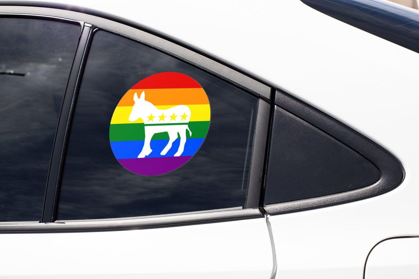 LGBTQ Democratic Donkey Rainbow Joe Biden Kamala Harris Sticker Decal Democratic Party Democrat 2024 Presidential Election