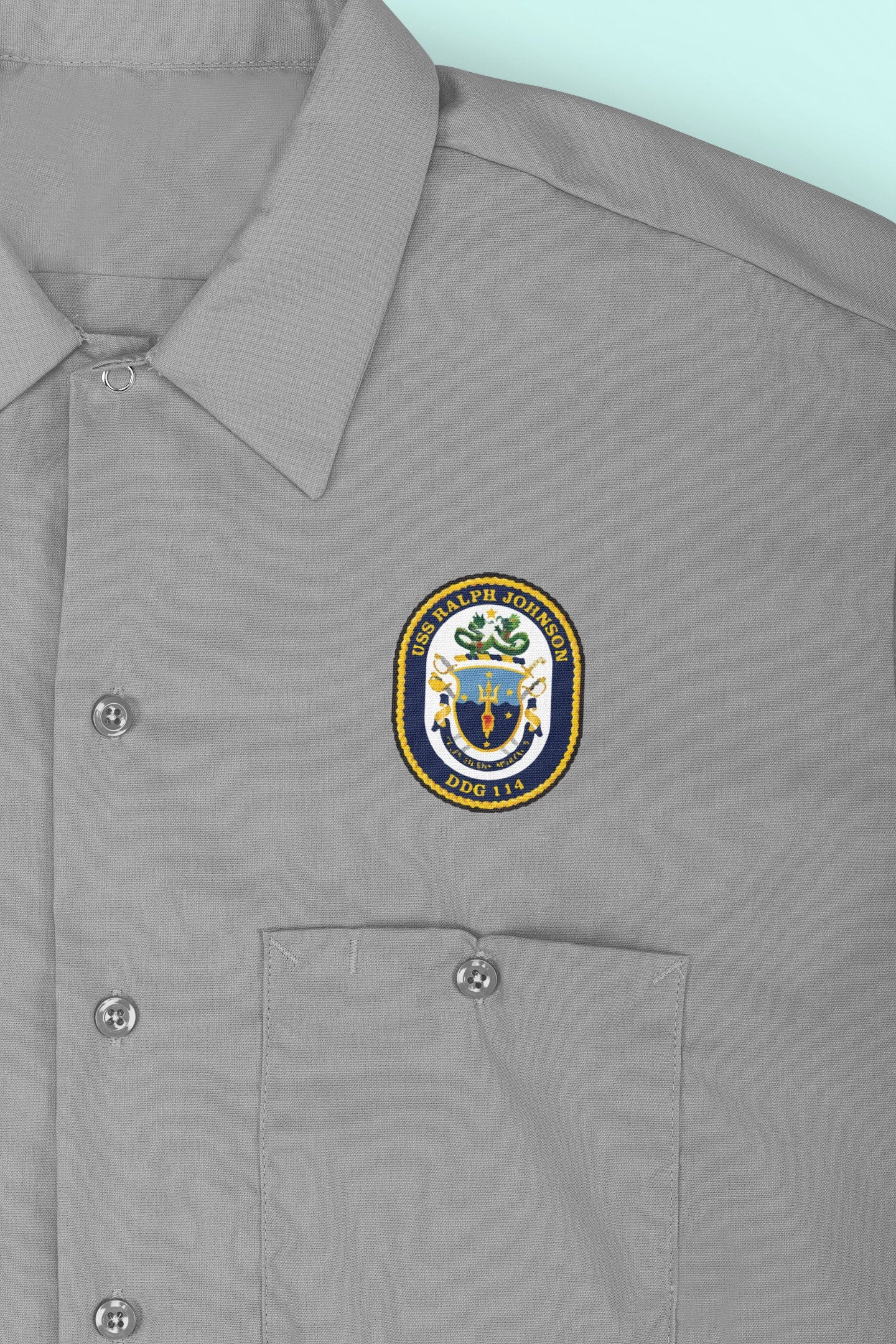 USS Ralph Johnson DDG-114 Badge Iron On Heat Transfer Vinyl HTV Arleigh Burke Class Destroyer