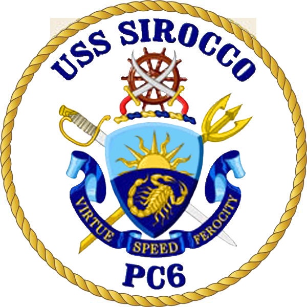 USS Sirocco PC-6 Badge Iron On Heat Transfer Vinyl HTV Cyclone Class Patrol boat