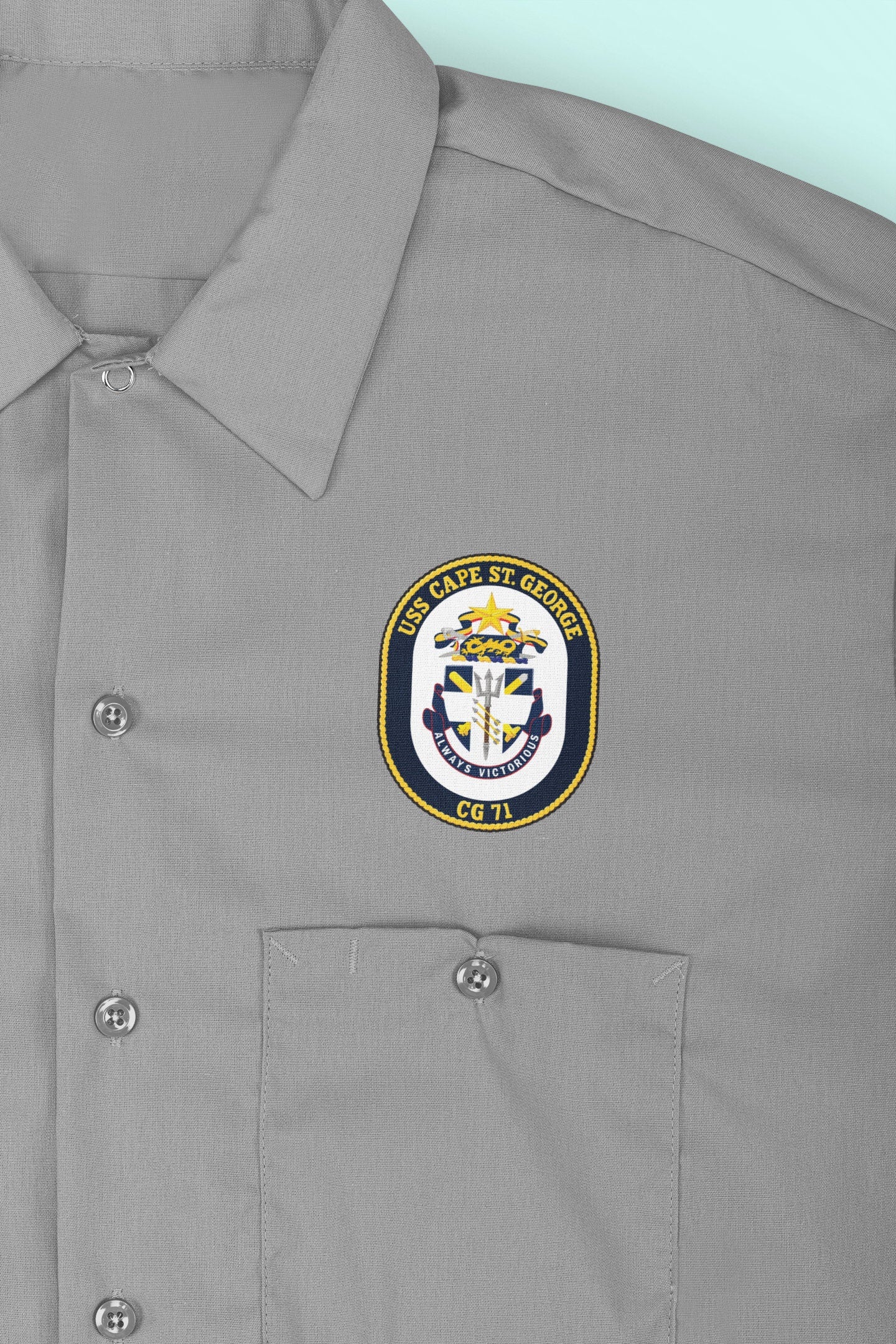 USS Cape St. George CG-71 Badge Iron On Heat Transfer Vinyl HTV Ticonderoga Class Cruiser