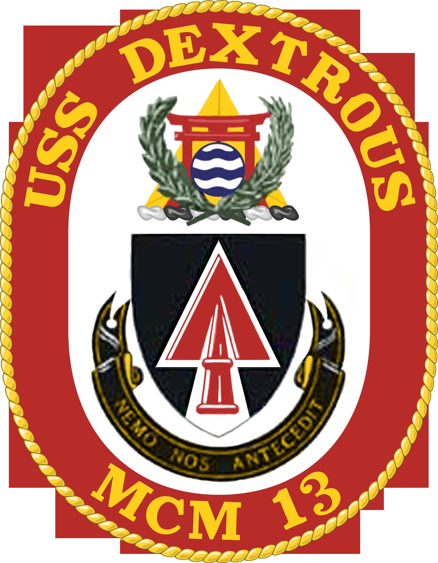 USS Dextrous MCM-13 Badge Iron On Heat Transfer Vinyl HTV Avenger Class Mine countermeasures ship