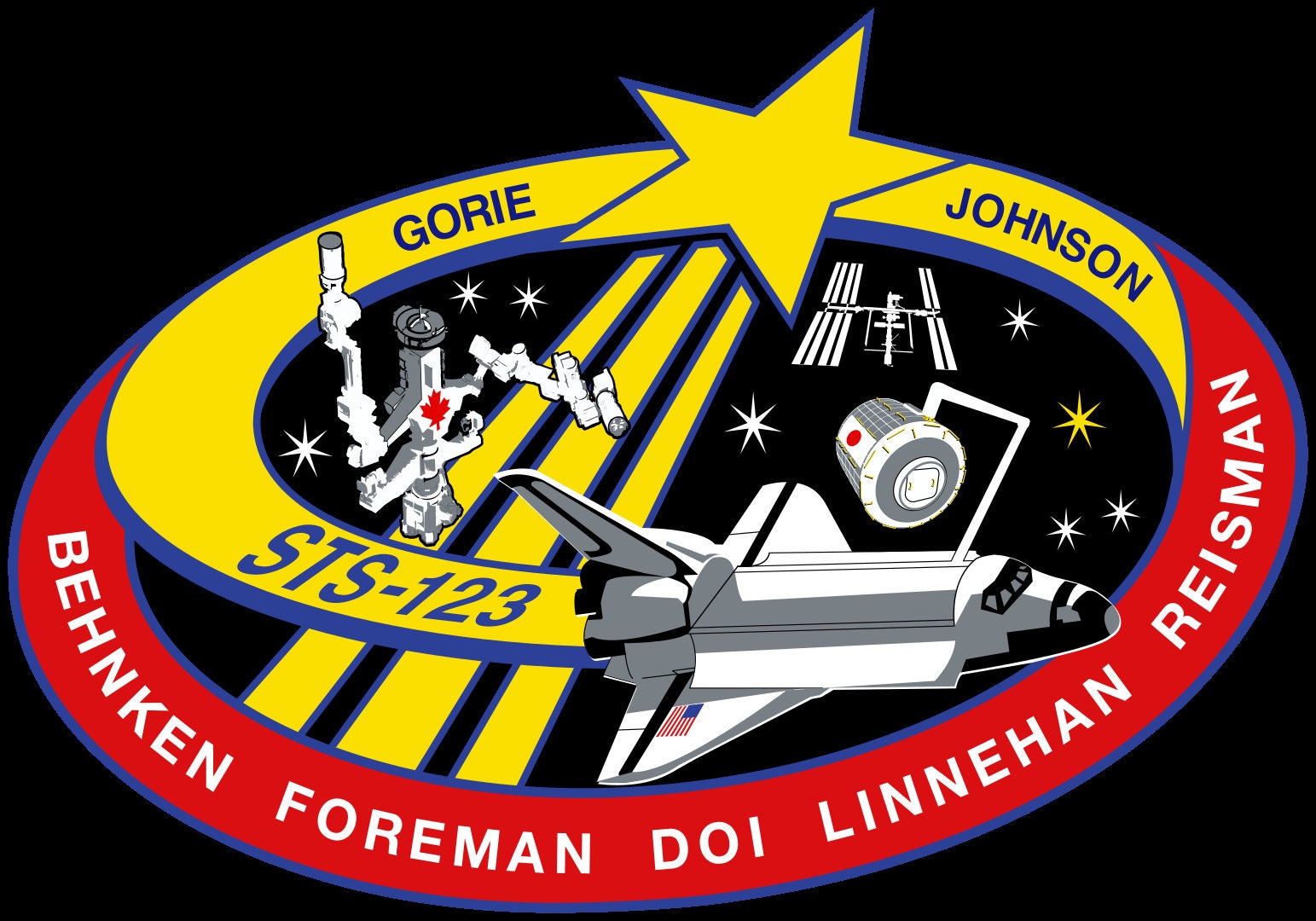 a space shuttle emblem with the name of the program