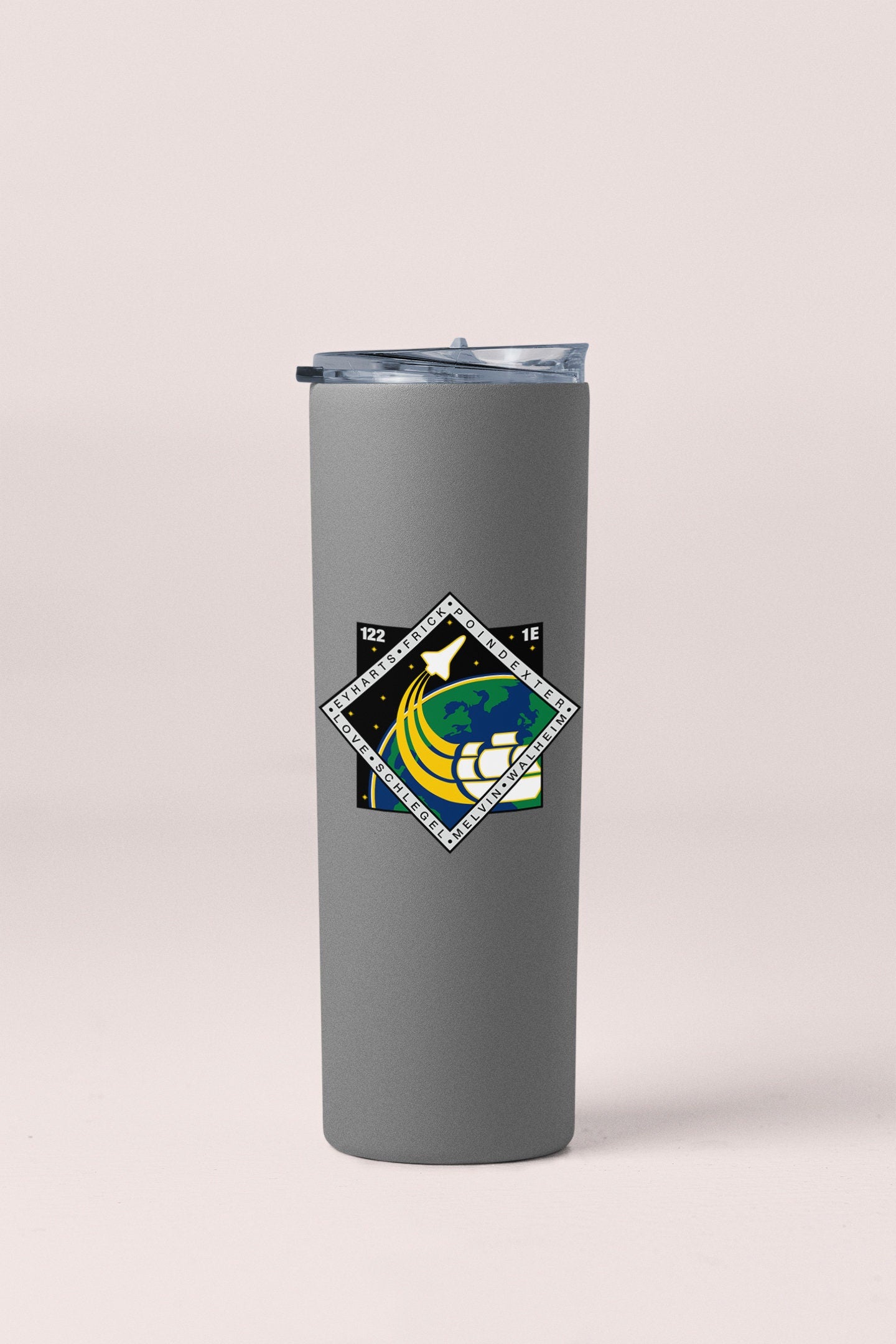 a stainless steel tumbler with a picture of a banana on it