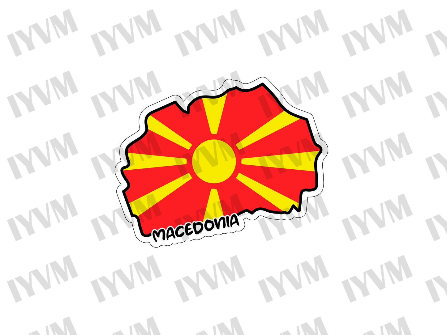 Macedonia Map Flag Sticker Decal / Republic of North Macedonia / Република Северна Македонија / Skopje / Macedonian