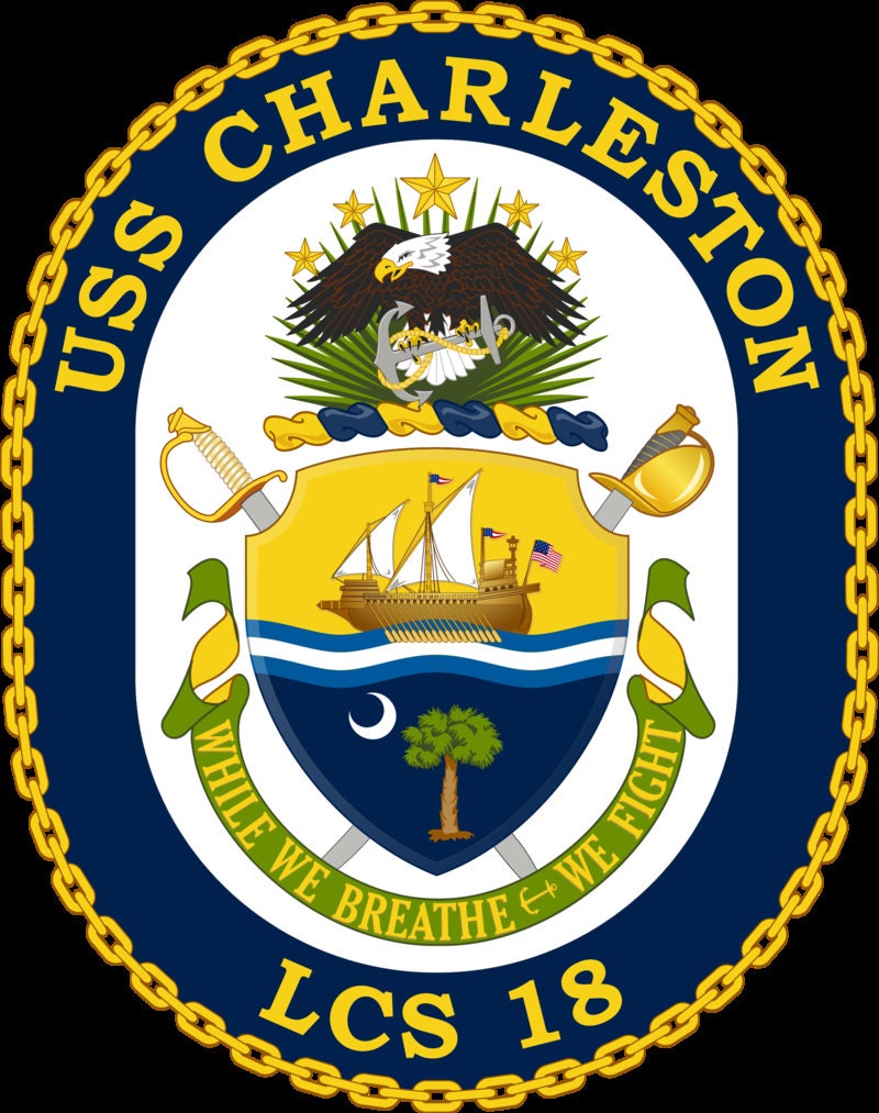 USS Charleston LCS-18 Badge Iron On Heat Transfer Vinyl HTV Independence Class Littoral combat ship