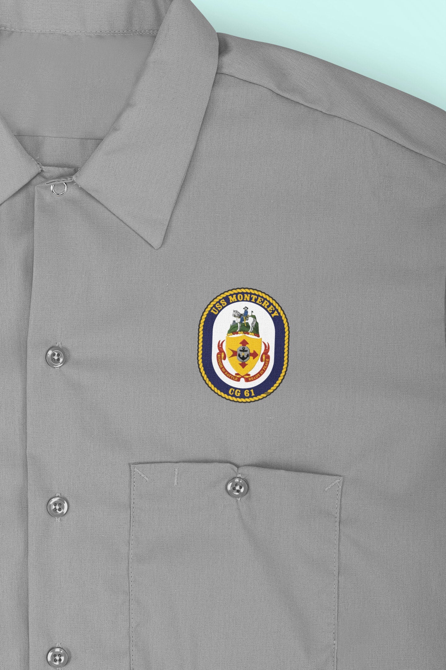 USS Monterey CG-61 Badge Iron On Heat Transfer Vinyl HTV Ticonderoga Class Cruiser