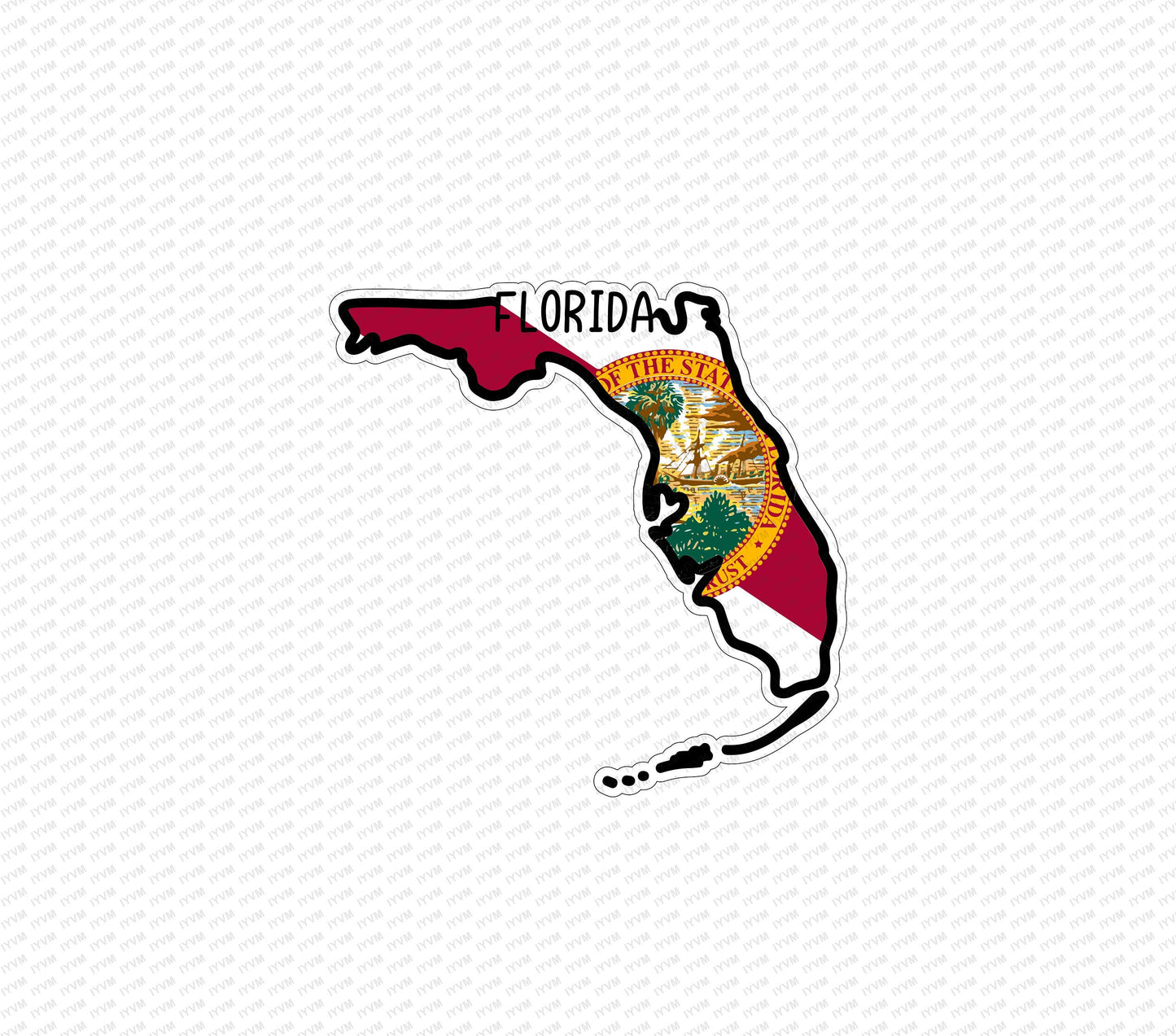 State of Florida Map Flag Sticker Decal  USA Florida State  Tallahassee  The Sunshine State  Alligator State  Everglade State