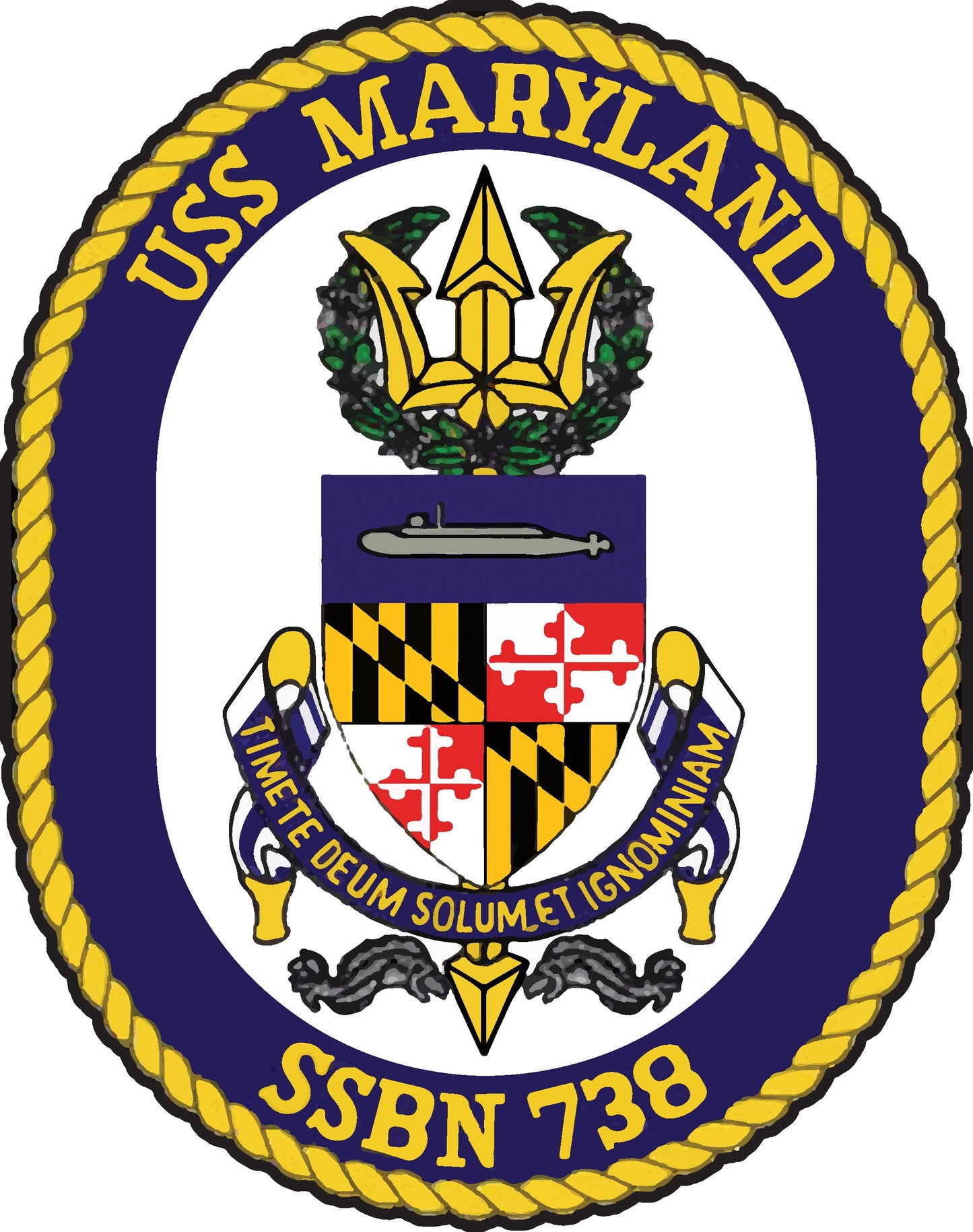 USS Maryland SSBN-738 Badge Iron On Heat Transfer Vinyl HTV Ohio Class Ballistic Missile Submarine