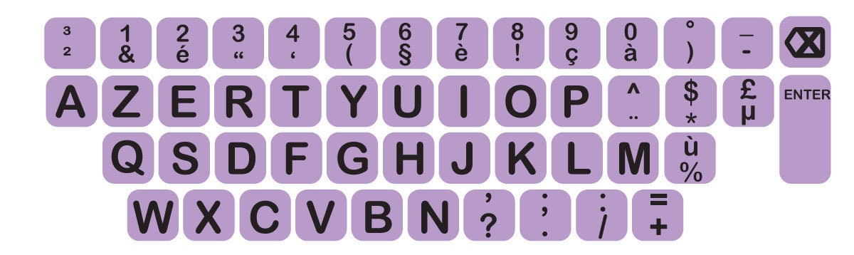 AZERTY BIG Keyboard Key Print Sticker Vinyl Sticker Decal