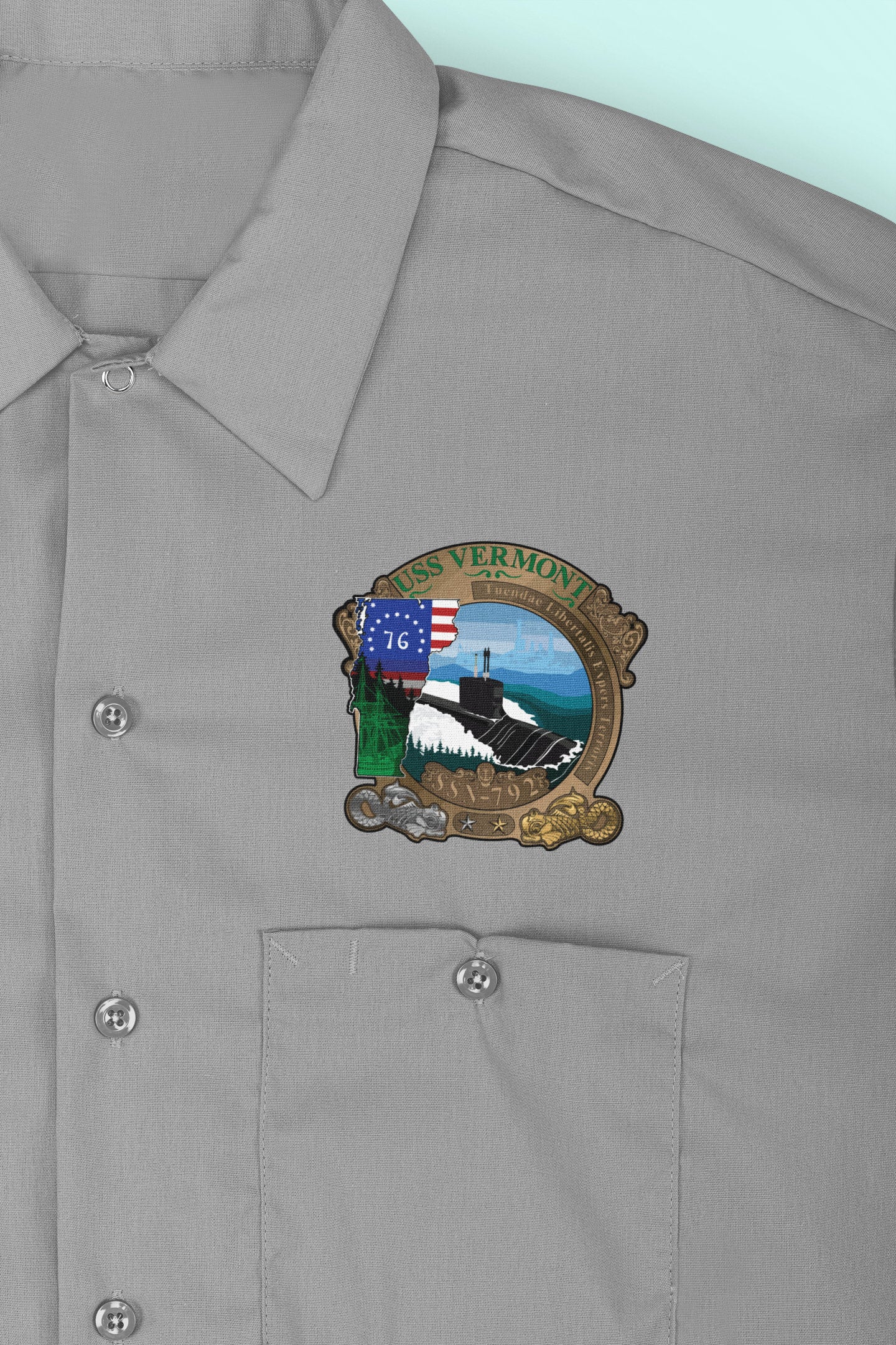 USS Vermont SSN-792 Badge Iron On Heat Transfer Vinyl HTV Virginia Class Attack submarine