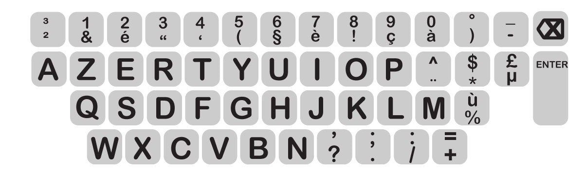AZERTY BIG Keyboard Key Print Sticker Vinyl Sticker Decal