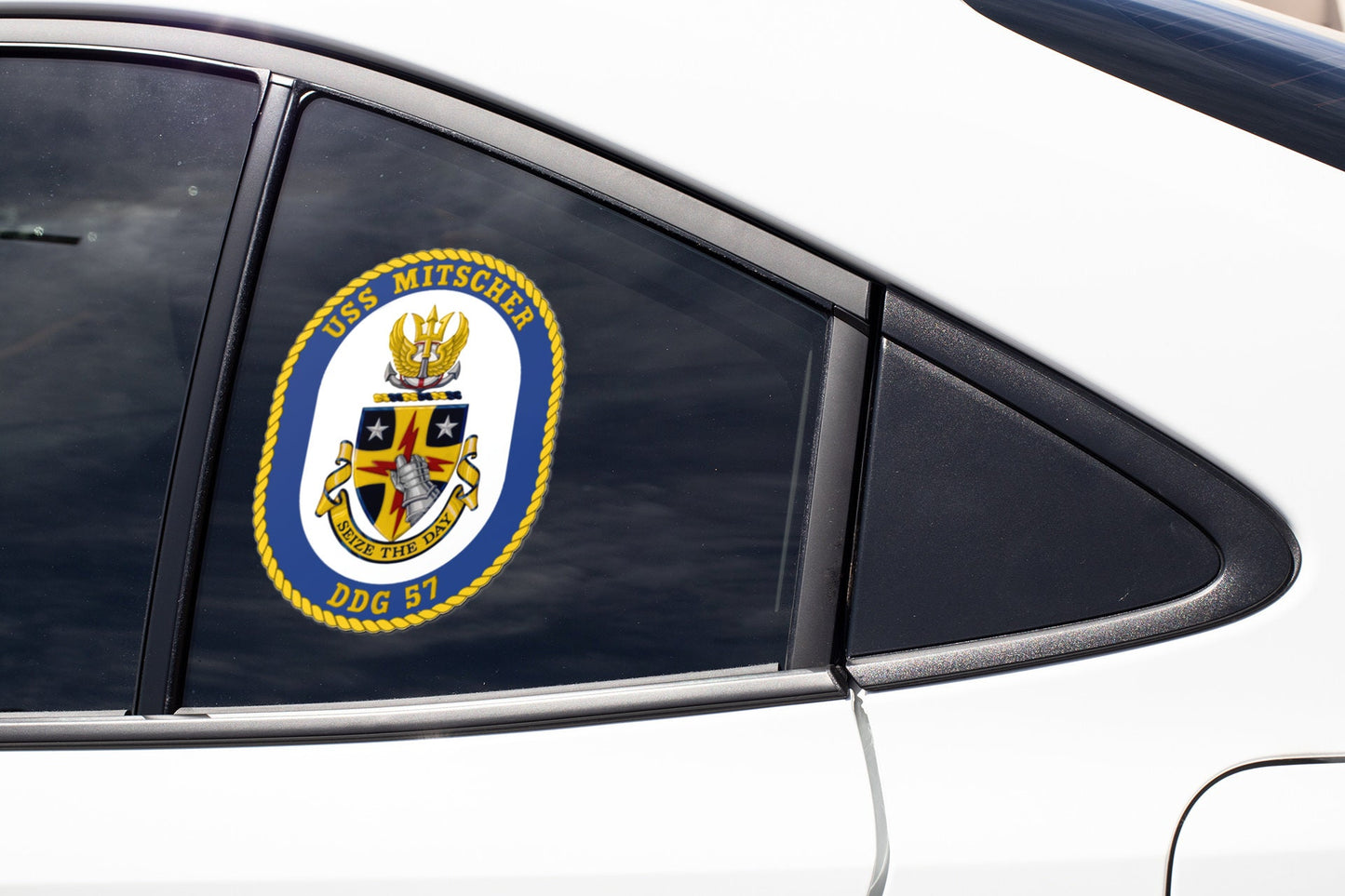 USS Mitscher DDG-57 Badge Sticker Decal Arleigh Burke Class Destroyer Car Sticker Bumper Sticker for Car Emblem