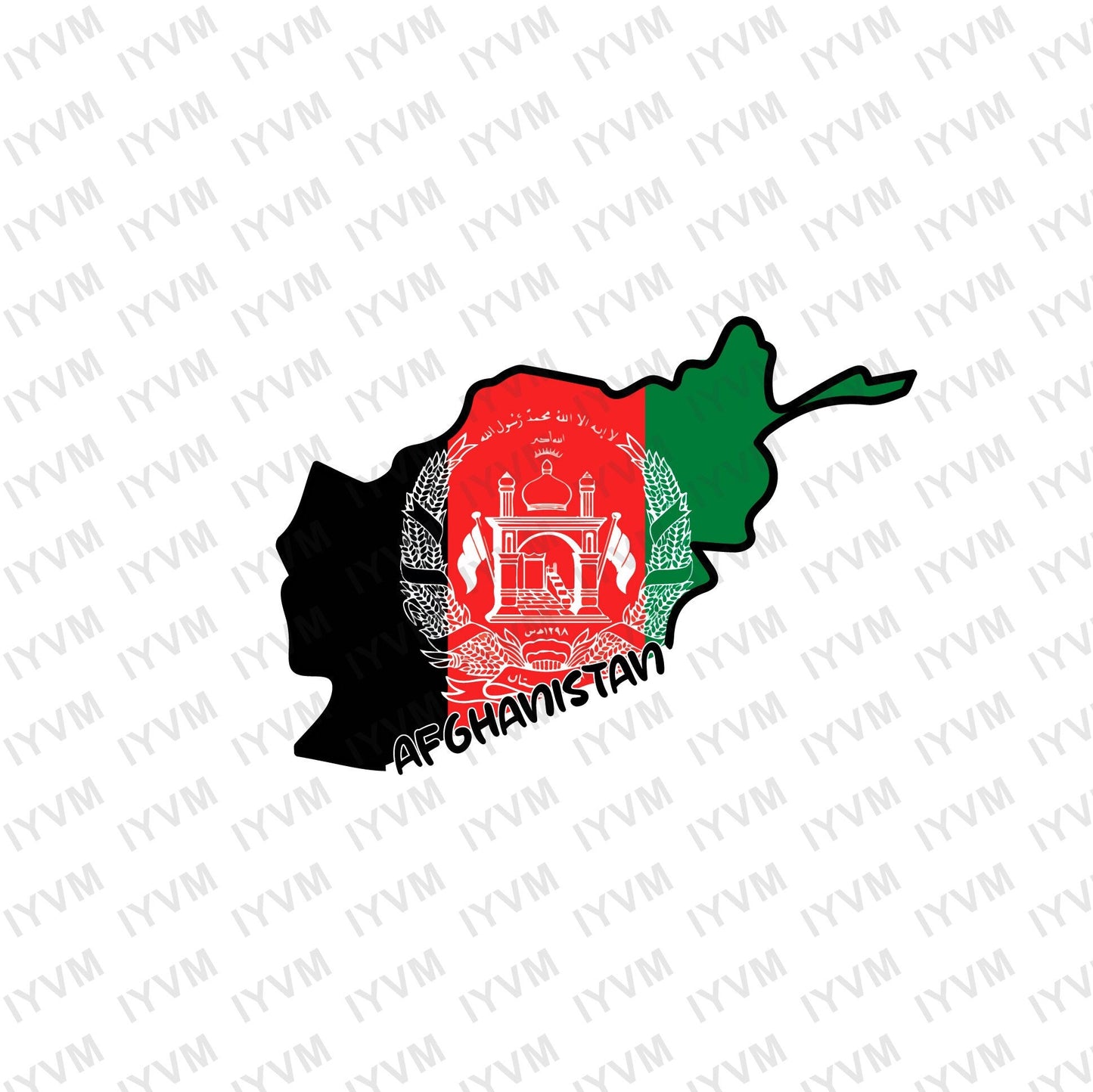 Afghanistan Map Iron On Heat Transfer Vinyl HTV / Kabul / Heart of Asia