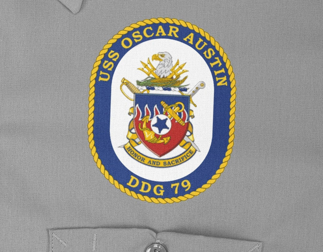 USS Oscar Austin DDG-79 Badge Iron On Heat Transfer Vinyl HTV Arleigh Burke Class Destroyer