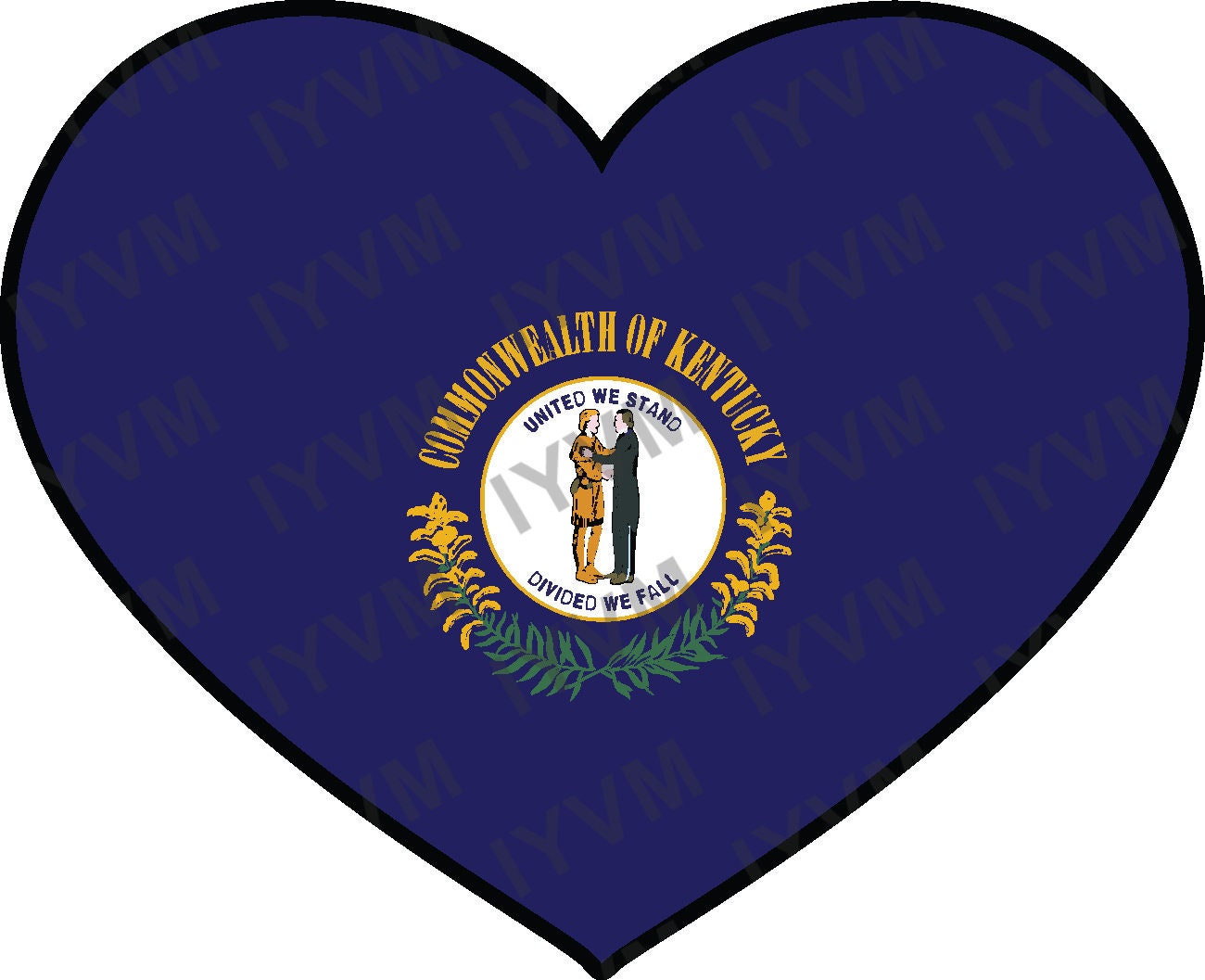 State of Kentucky Flag Heart Sticker Decal  USA Kentucky State  Frankfort  The Bluegrass State  Corn-cracker State