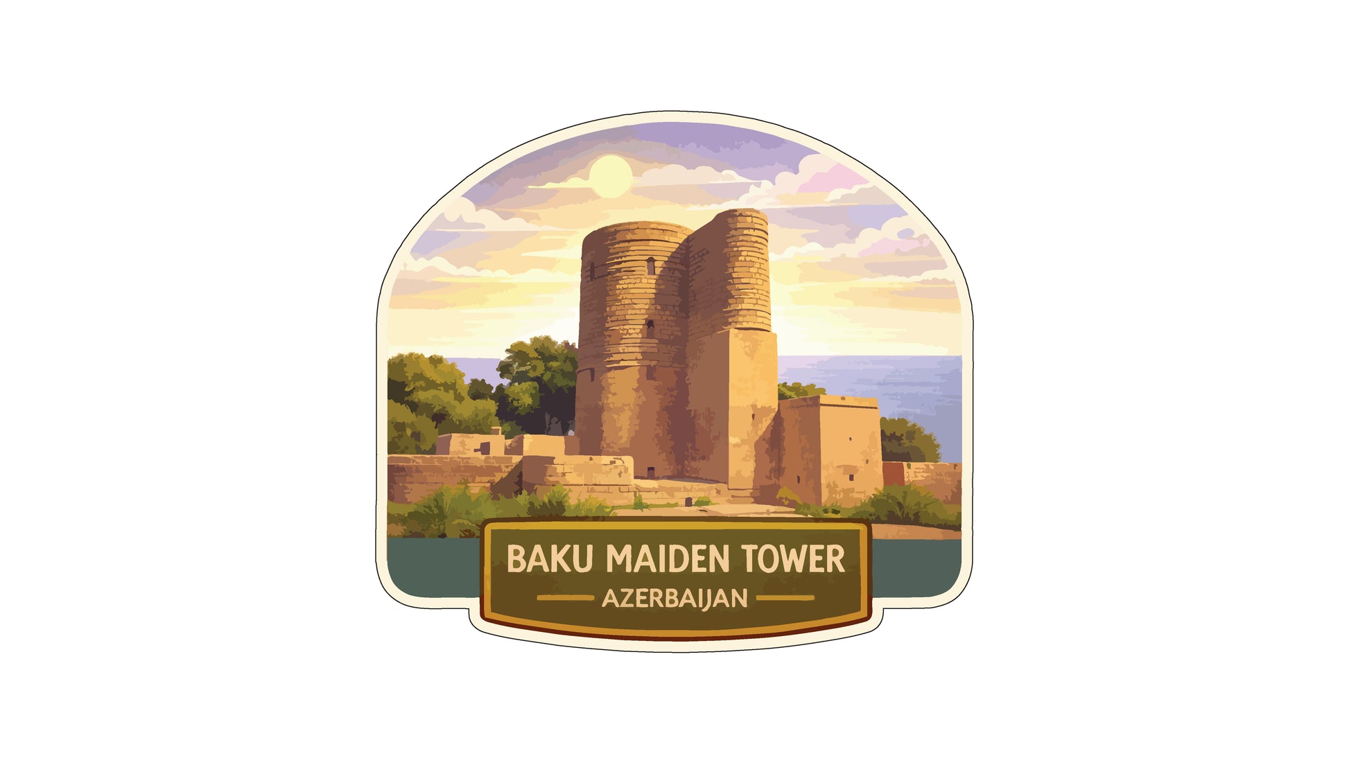 the Baku Maiden Tower, a prominent landmark in Azerbaijan.