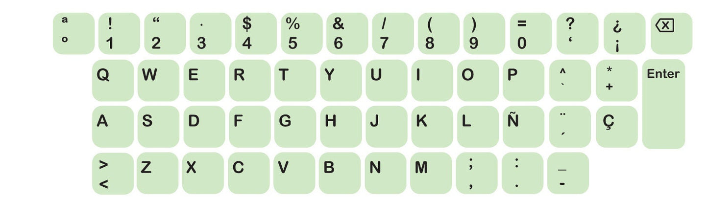Spanish QWERTY Keyboard Sticker in Several Color Vinyl Sticker Decal