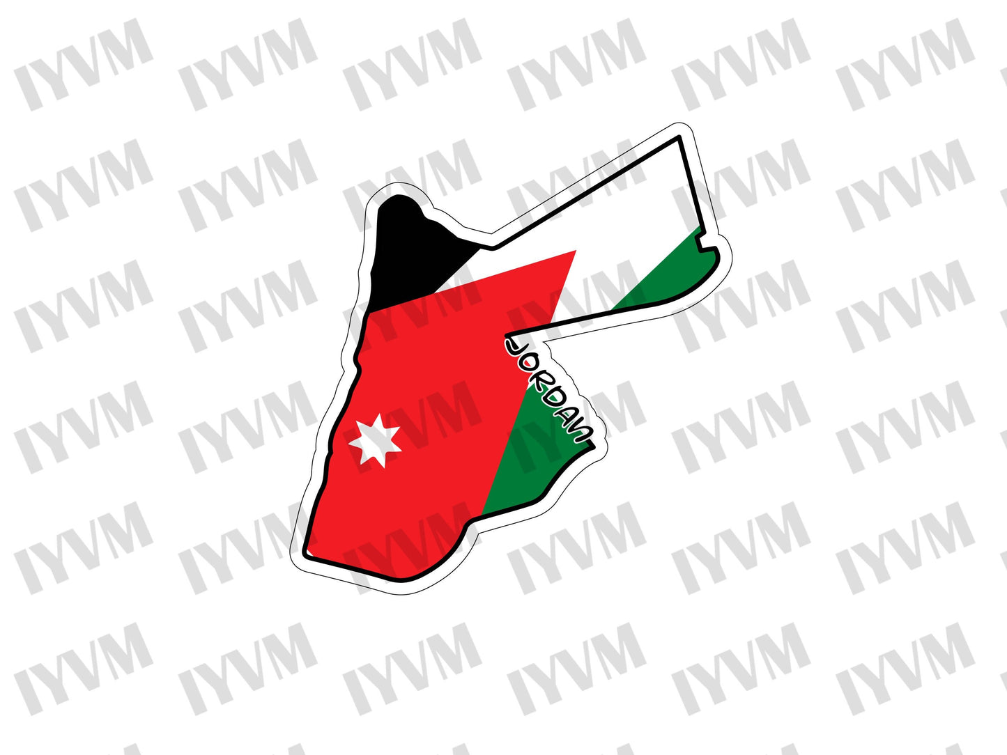 Jordan Map Flag Sticker Decal / Hashemite Kingdom of Jordan / الله، الوطن، الملك / Amman /