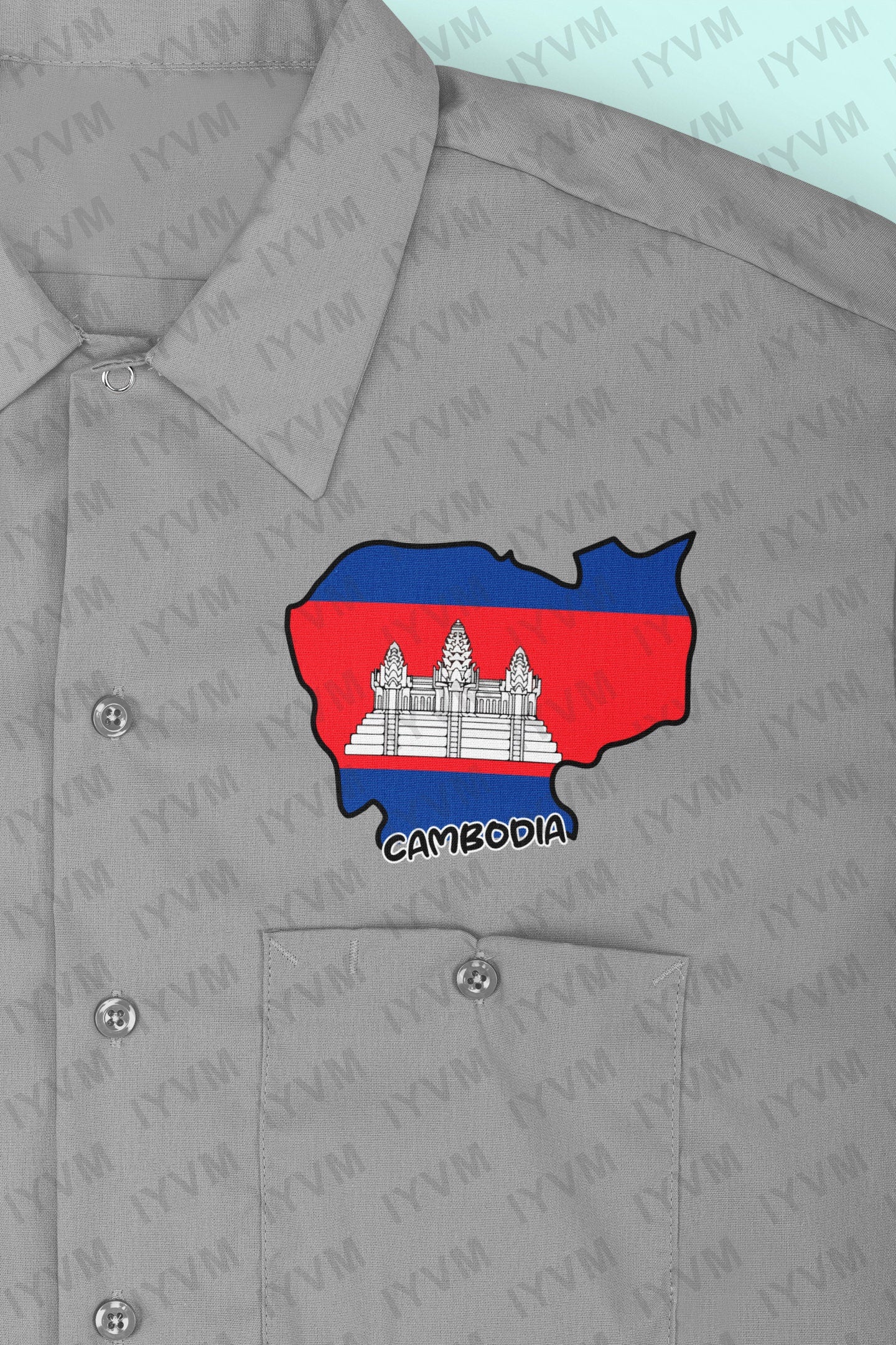 Cambodia Map Iron On Heat Transfer Vinyl HTV / Phnom Penh / Kampuchea / Kingdom of Cambodia