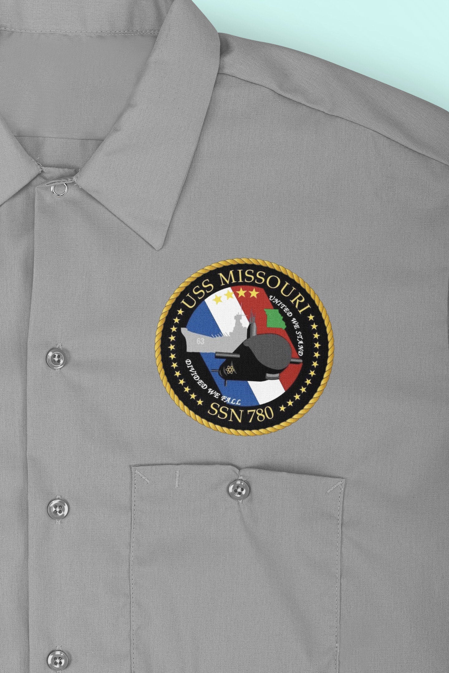 USS Missouri SSN-780 Badge Iron On Heat Transfer Vinyl HTV Virginia Class Attack submarine