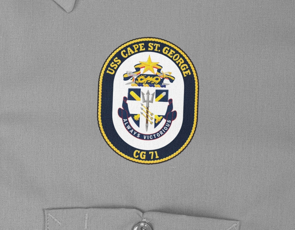 USS Cape St. George CG-71 Badge Iron On Heat Transfer Vinyl HTV Ticonderoga Class Cruiser