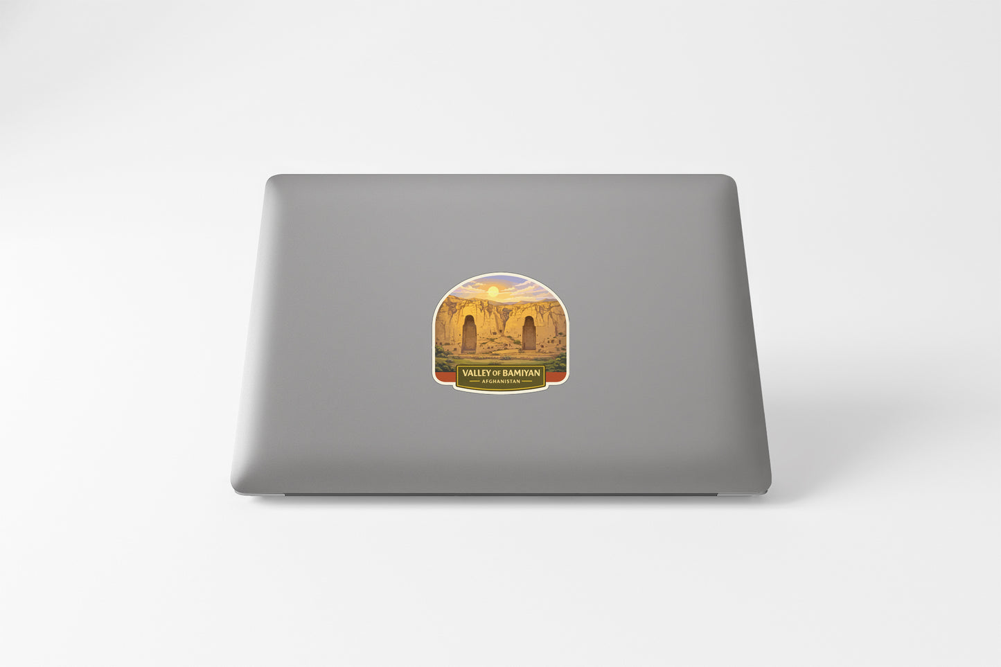 a sticker on the back of a laptop.