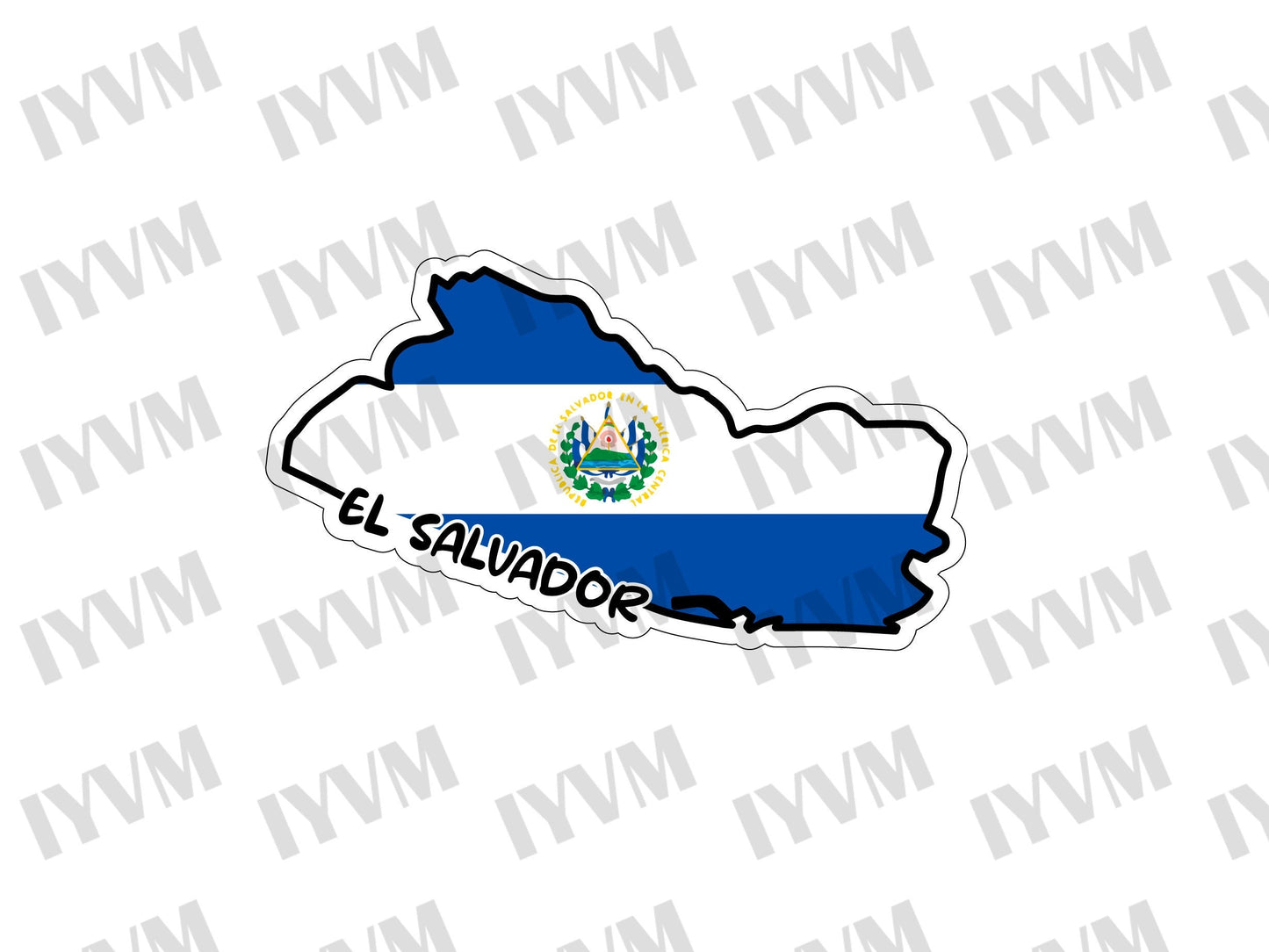 El Salvador Map Flag Sticker Decal / Republic of El Salvador / Dios, Unión, Libertad / San Salvador / Salvadoran Salvadorian