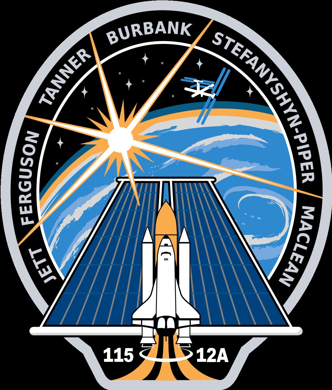 a nasa emblem with a rocket on it