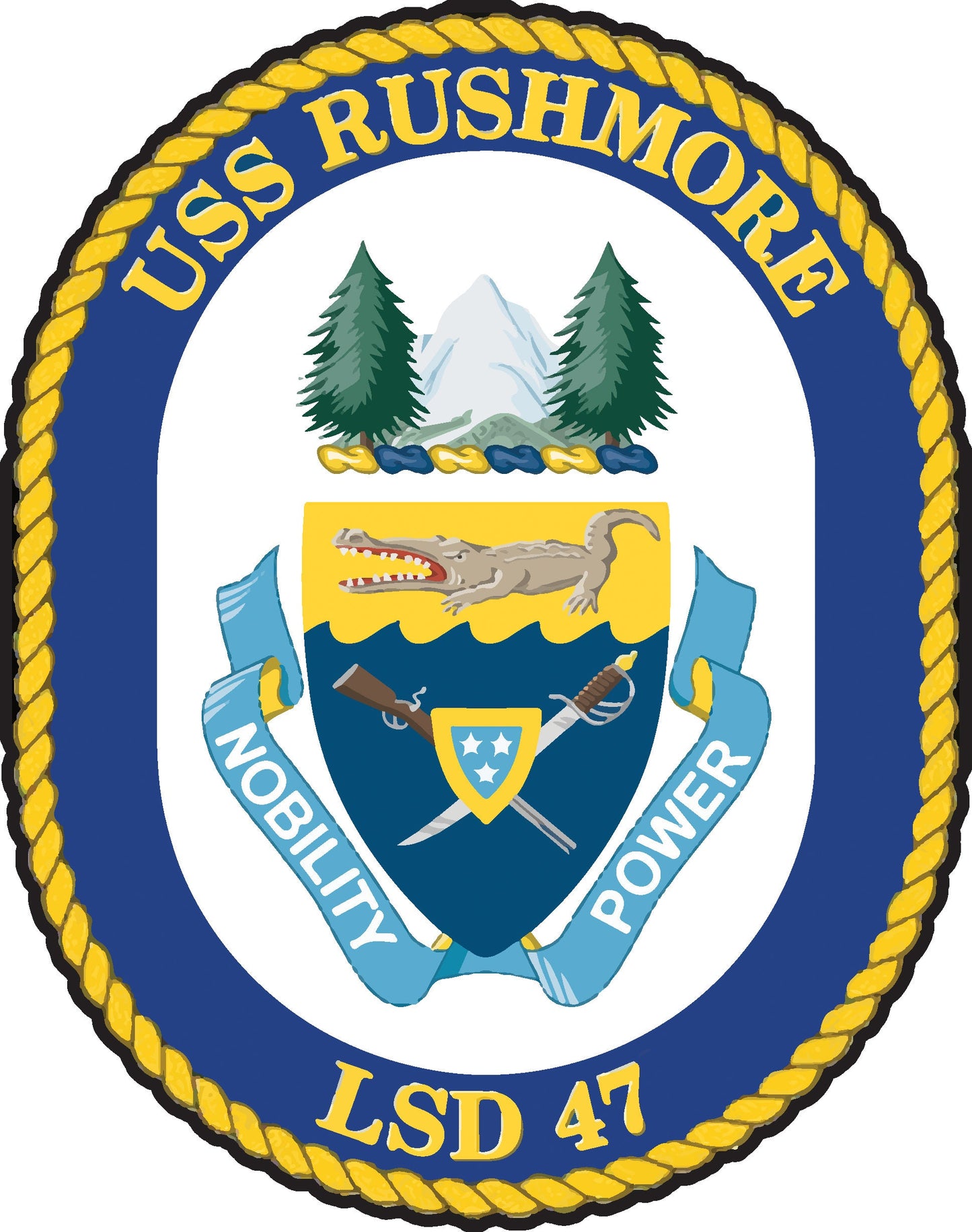 USS Rushmore LSD-47 Badge Iron On Heat Transfer Vinyl HTV Whidbey Island Class Dock Landing Ship
